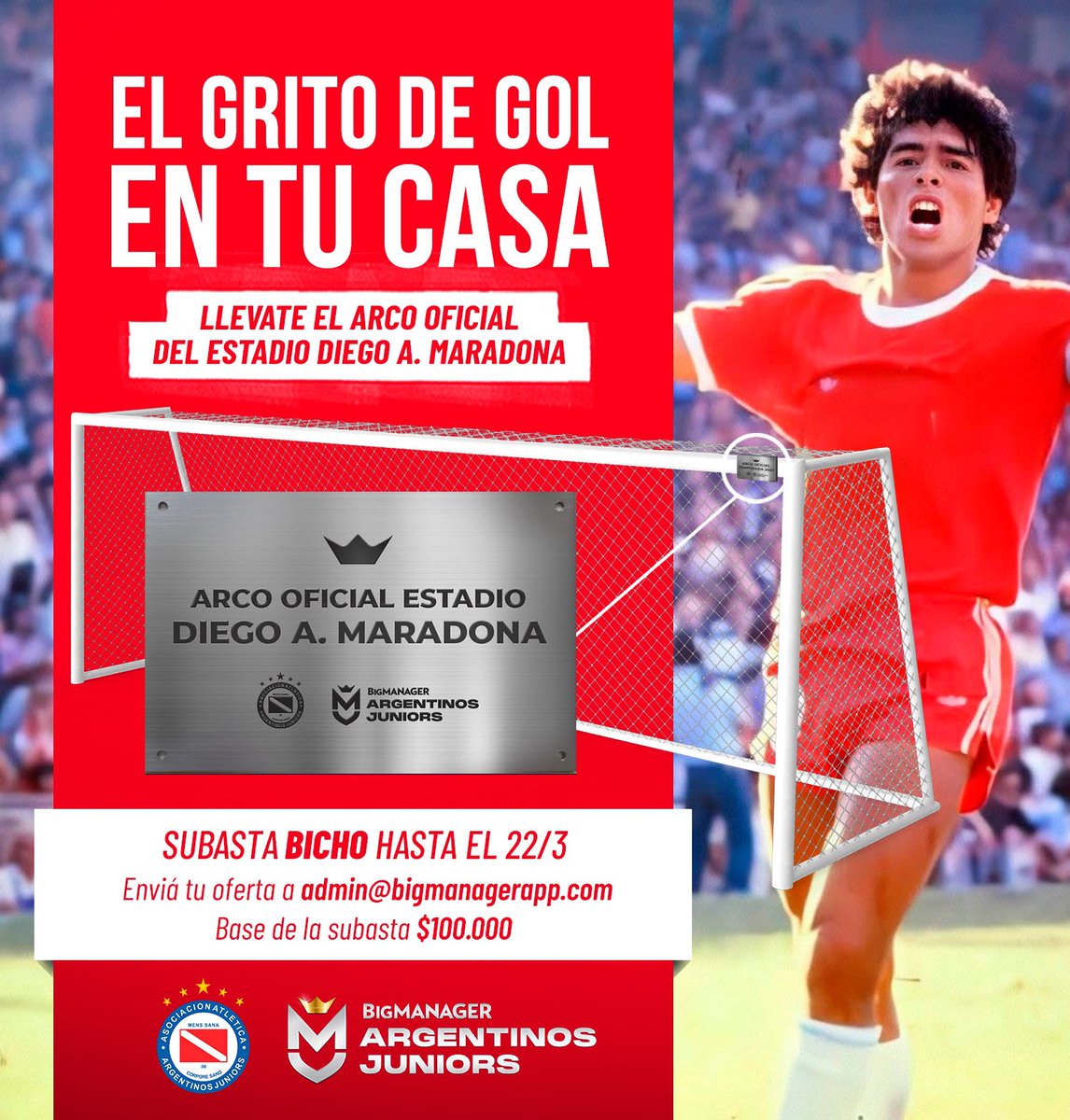 #AAAJ Imaginate tener el arco oficial del Estadio Bumeran Diego Armando Maradona 😍

Un sueño para cualquier hincha del bicho. Porque con el #MatchDayMerchandising podés llevarte un pedazo grande de historia. ✨

Descargate la app y convertite en Big Manager. 👑 <a href="/AAAJoficial/">Argentinos Juniors</a>