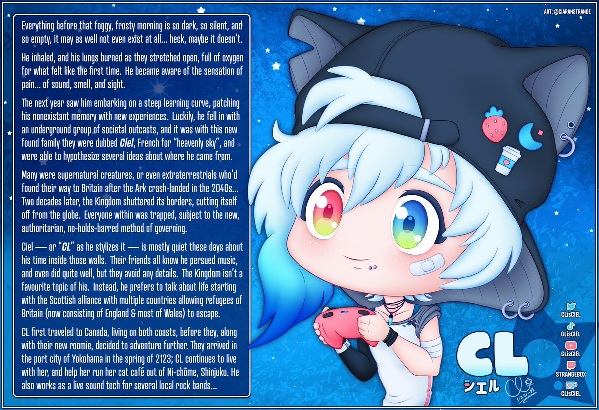 CozypunkCL's tweet photo. guess i should tell y’all my story, huh…?
there’s some, uh. gaps.
some shit i’m not ready to talk about yet.
and *other* shit, well…
maybe you lot can help me figure some of that stuff out, figure… me… out.
💎✨ || #CLCL #PNGtuber
(Neo-Tokyo/ARK lore by @ImMrTransistor!) https://t.co/UV7QjAG2jh