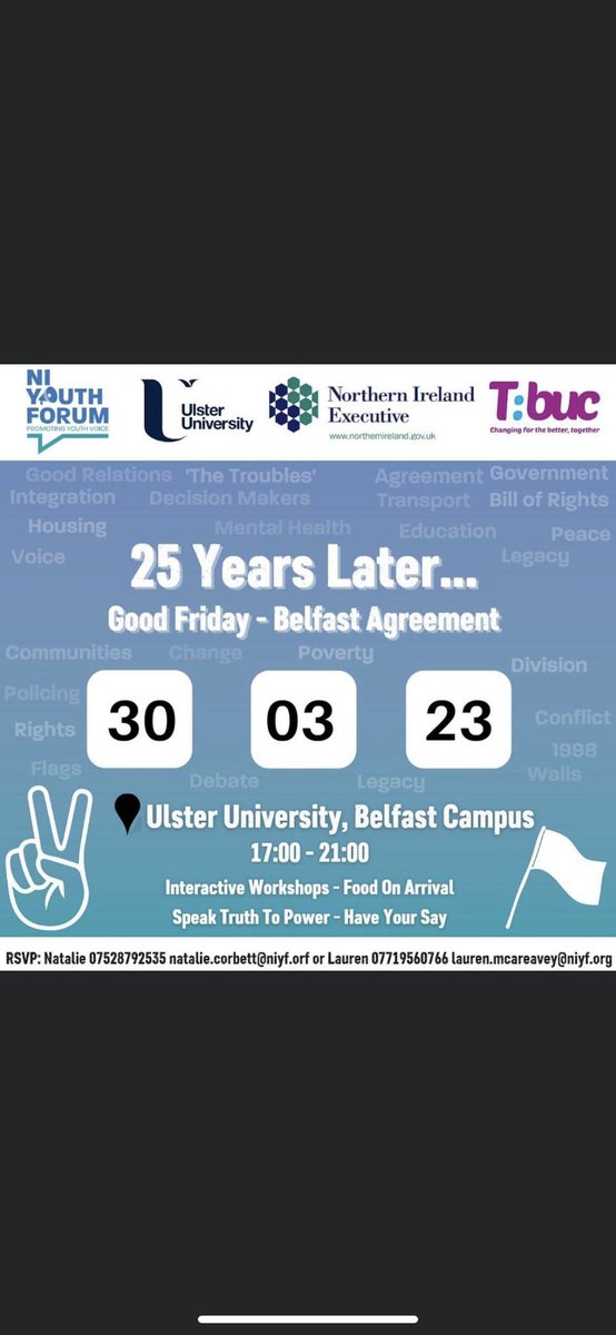 🗣️ We believe it is important that young people are involved in marking this important moment and are included in the conversation 💬

📲 To register contact Natalie or Lauren - details on flyer 📲

#PromotingYouthVoice #BGFA25