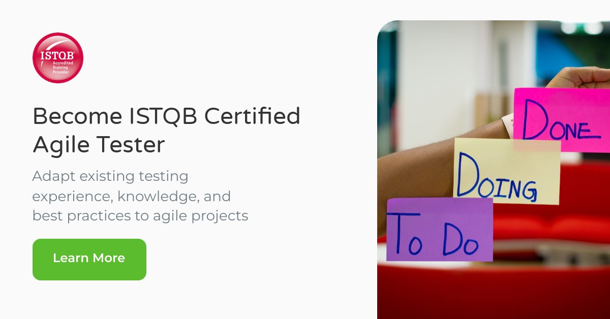 ISTQB_training's tweet photo. Collaborate in an #agile team, being familiar with agile principles and practices. Become #ISTQB certified #tester: https://t.co/29Dp7t14H8

#softwaretesting #istqbcertified https://t.co/8WcBAVosTQ