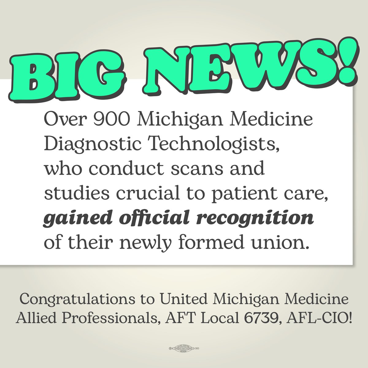 aftmichigan's tweet image. Congratulations to the hardworking diagnostic techs at Michigan Medicine! After years of organizing and hard work, their union of over 900 members has been officially recognized by the administration. #union #solidarity