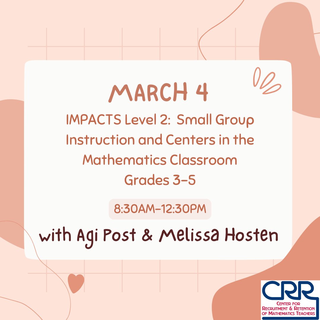 Come celebrate Pi day with us on March 7! 🥧Don't miss out out on the fun and educational activities we have planned. Also, now is the time to register for our March 4th WS about how and why to use to use small group instruction and centers or stations!🤩crr.math.arizona.edu/events-0