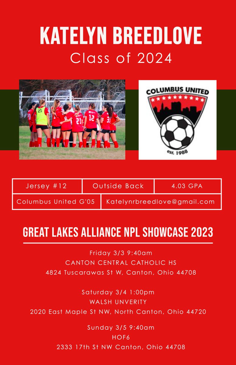 KBreedlove2024's tweet photo. Looking forward to the upcoming @greatlakesalliance Showcase. @alexbechtol @soccermomint @stafffordproductions 
Hope to see you in Canton @OHIOSoccerCoach @shrummy11 @greenj19 @Coach_Wiesler @Ash_Allanson @anniepinkie @SirmansCourtney @jimmywalker8200 @magssaurin https://t.co/8kI9aU1qK7