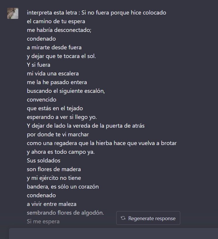 pepitorteitor's tweet photo. Conversaciones con GTPchat sobre cancion de extremoduro: https://t.co/8TltmEr0aR