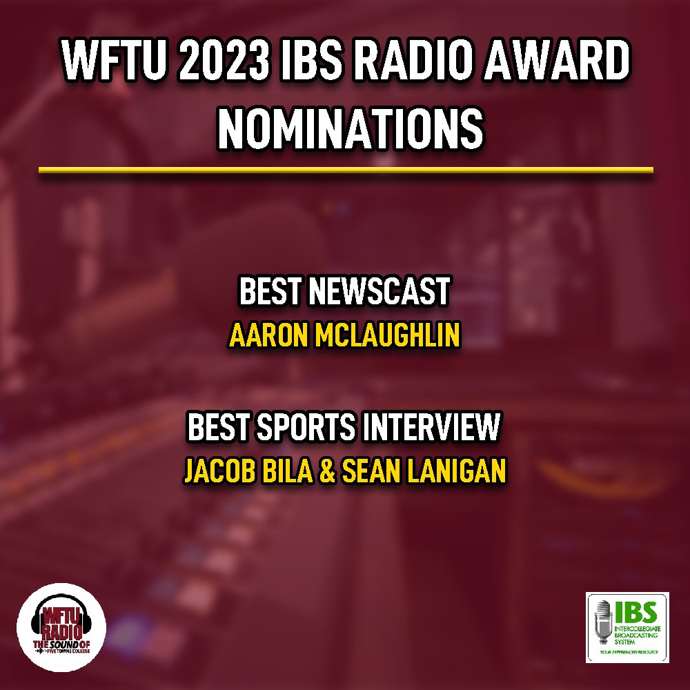 WFTURadio's tweet image. Good luck to Aaron McLaughlin, Sean Lanigan, and Jacob Bila who are finalists in the 2023 IBS Awards Conference taking place tomorrow!

We wish you all the best of luck, and we&apos;re extremely proud of the work you&apos;ve done!