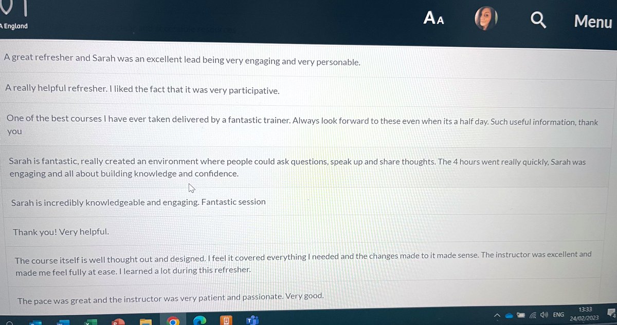 SarahTahsildar's tweet image. Love delivering the MHFA Refresher training, so great to touch base with people I met a few years ago and hear their MHFAider experiences, what an incredible difference u have all made! 💚 … This feedback is my self-care this weekend 😊😄 @MHFAEngland @THCEPN