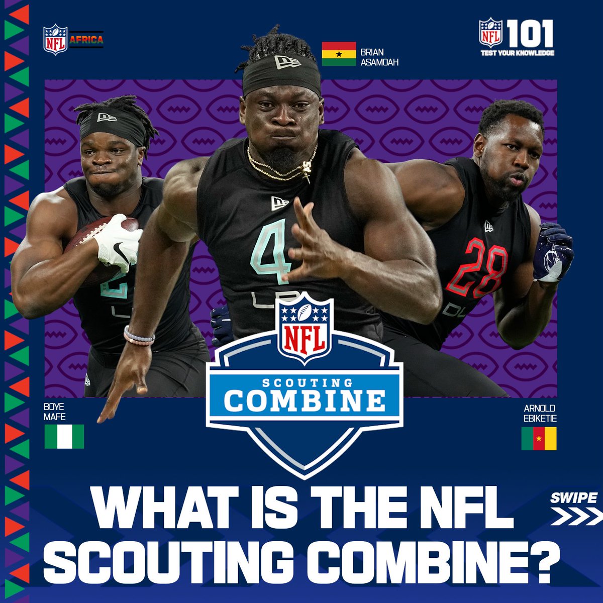 NFLAfrica's tweet photo. Here's our scouting report on the @NFL Scouting Combine

#NFLAfrica #NFL101 #KnowTheGame #NFLCombine https://t.co/AJ0gE2WLbI