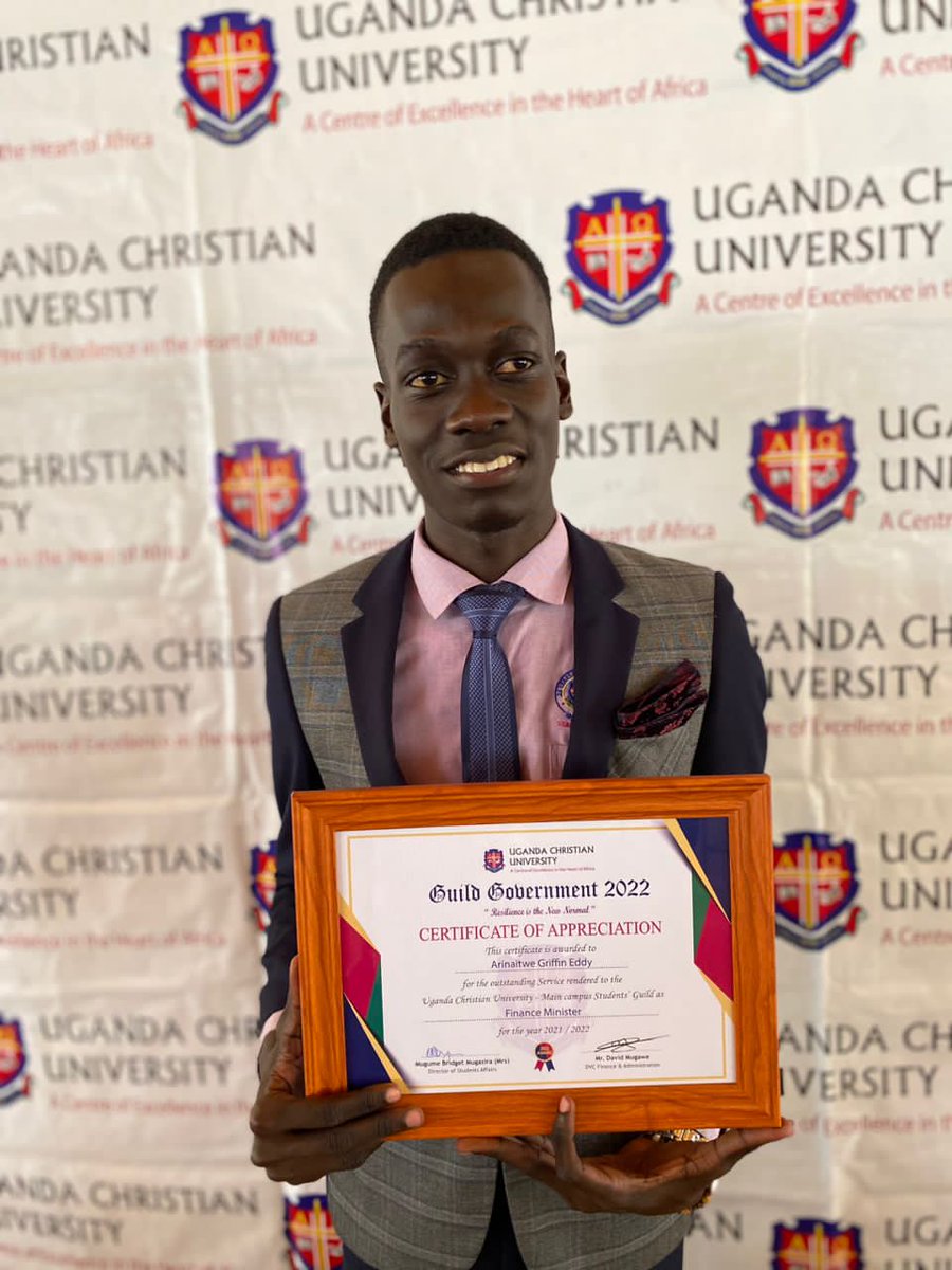 griffarinaitwe's tweet photo. My term as the Guild Finance Minister came to an end & I am filled with excitement and happiness as I reflect on the incredible journey I have had.
I received an Orombi Guild Excellence Award for being the MOST COMMITTED GUILD OFFICIAL & of course, a certificate.
#GodIsThePlug๐ https://t.co/AHbaMkVUtV