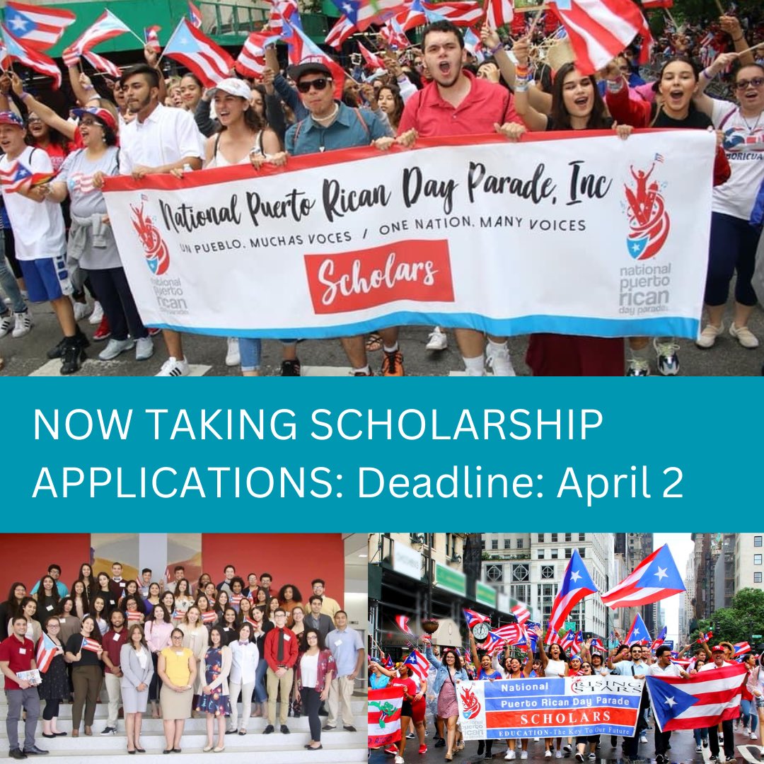 GREAT NEWS! We’re accepting scholarship applications! We’re awarding 100 scholarships at $2,000 each. Complete applications online at nprdpinc.org/scholarship on or before April 2. Spread the word. Good luck! #OrgulloBoricua #PRparade #Scholarship #Education #EducationFirst