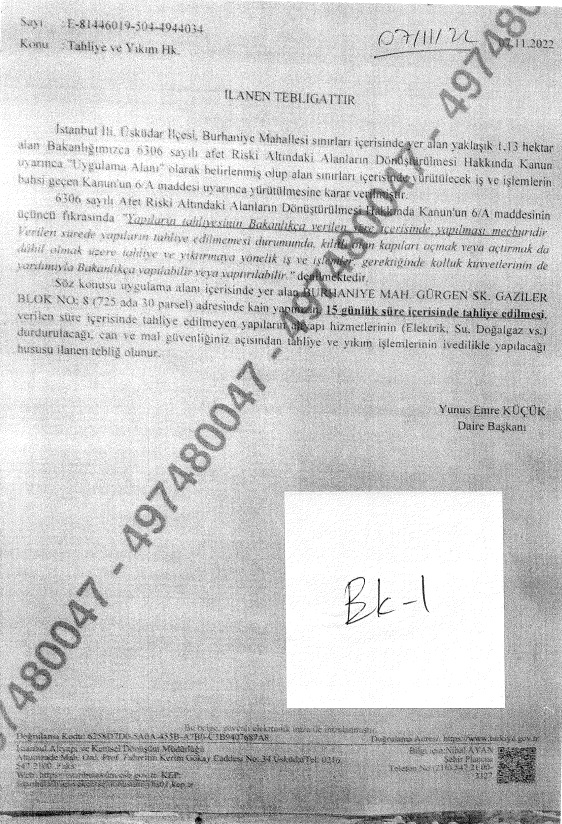 1-Düşünün ki birkaç parselden oluşan bir alan var üzerinde bina sayısı da 5
Burada Bakanlık Yasada olmayan bir şey ilan ediyor o da "Uygulama Alanı"
Kapıya ilan yapıştırılıyor ve hak sahiplerince karar öğreniliyor
#Üsküdar Burhaniye 725 Ada 30 Nolu Parsel ve komşuları++
#deprem