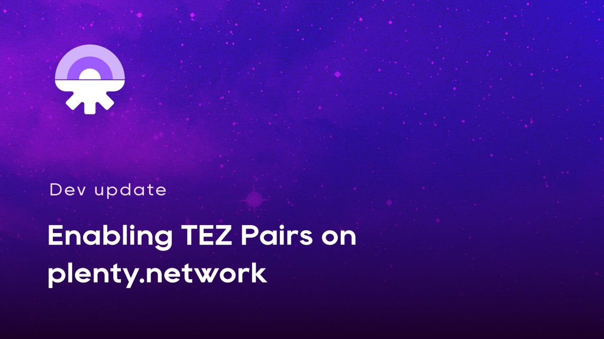 We are thrilled to announce that Plenty has enabled the creation of #TEZ/token pairs! 🚀

Read more about this epic new feature in our blog 👇

medium.com/plenty-defi/te…

#DeFi #CleanNFT #Tezos