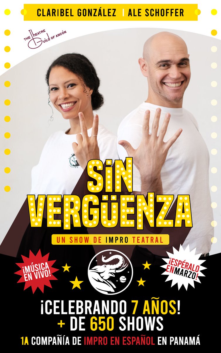 anconguild's tweet photo. En MARZO celebramos el aniversario #7 de @elefantedevenus  con un show de impro teatral en el T.G.A.🎭🐘🎊 #AnconGuild #TeatroPanamá https://t.co/pgG8kxJr4n