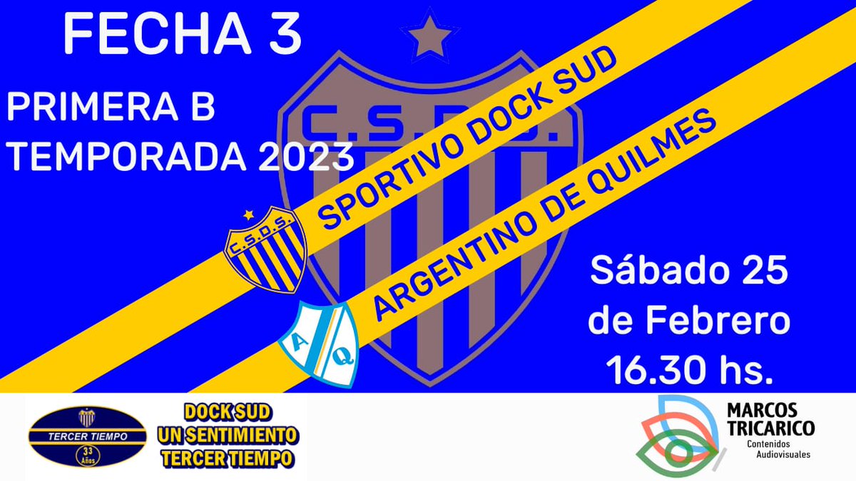 titogol_docksud's tweet photo. ESTE SABADO EN VIVO
DOCK SUD VS ARGENTINO DE QUILMES 
MIRALO POR NUESTRO CANAL YOUTUBE EN DOCK SUD UN SENTIMIENTO : 16.30 hs https://t.co/iIq1l3a7yI