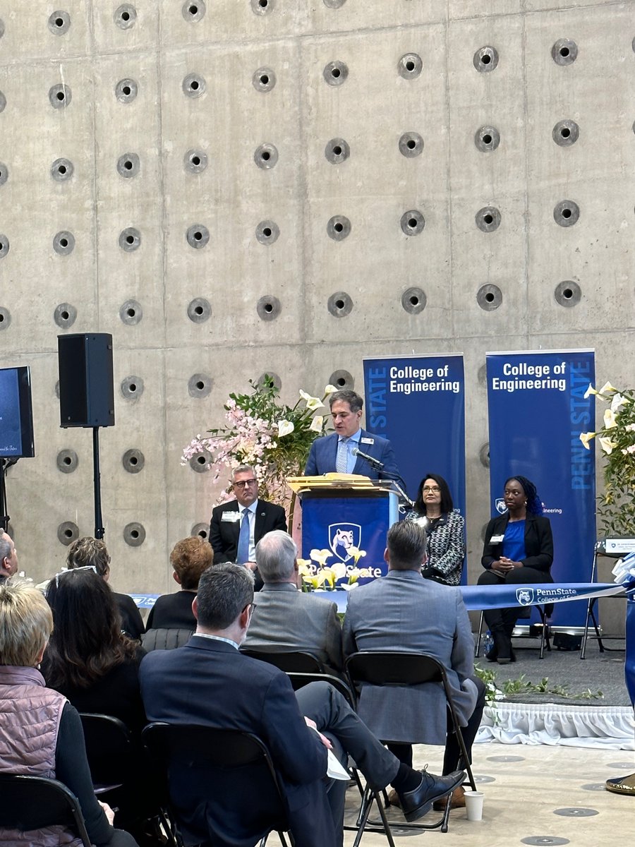 PennStateGov's tweet photo. Interim, Vice President and Provost Justin Schwartz starts off the afternoon's events in the high bay of the new building.
#PSUEngineering https://t.co/tWh0se96Sg