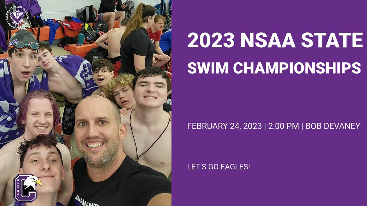 #CentralAthleticDepartment: Here we go from the 2023 NSAA State Swim Championships! C'mon <a href="/CHSBoys_Swim/">Central Boys Swim & Dive Team</a>! Finish Eagle Strong! #OOOHAAAH

#TheCentralEagleWay #DowntownProud

chsathletics.net