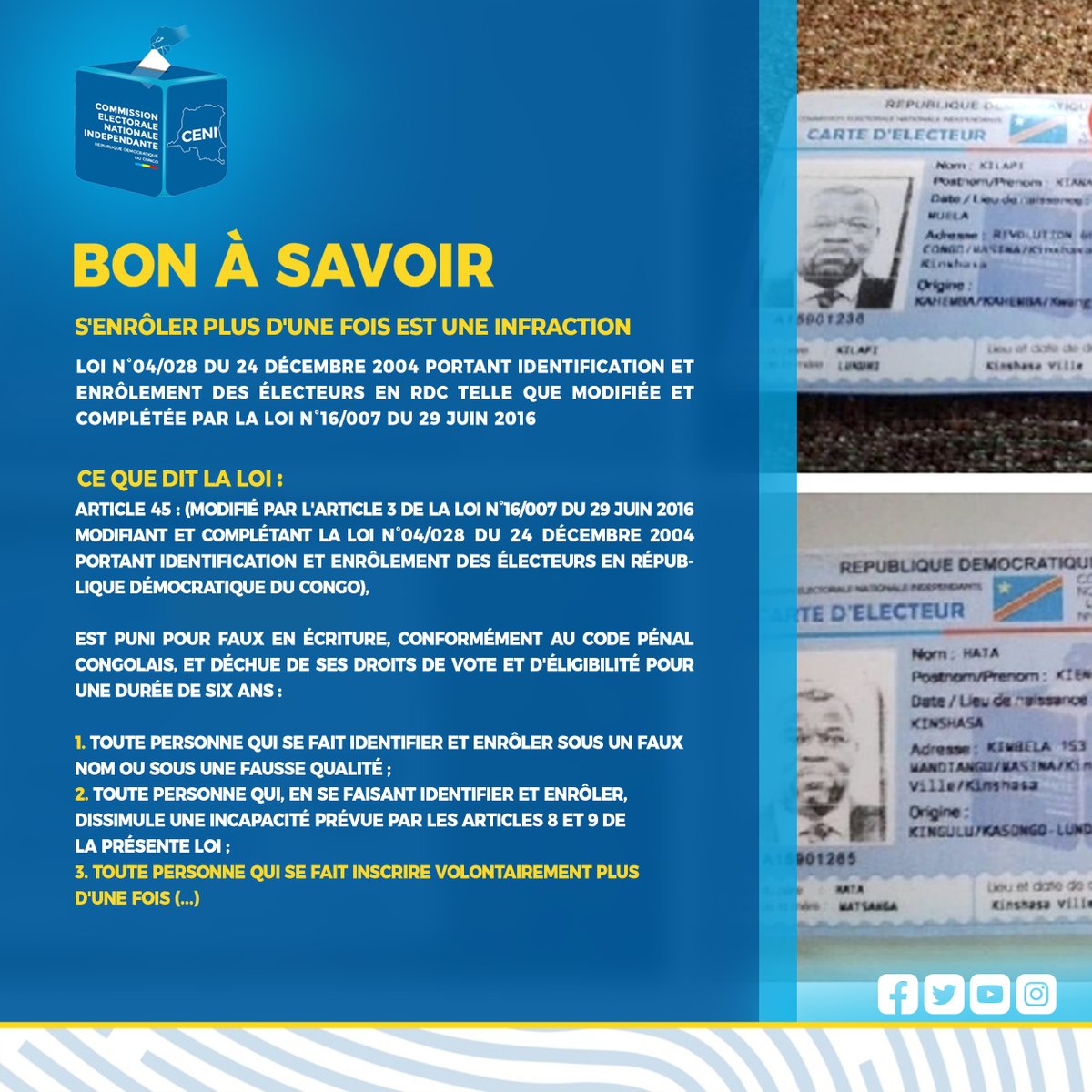 ENRÔLEMENT | S'inscrire plus d'une fois est une #INFRACTION