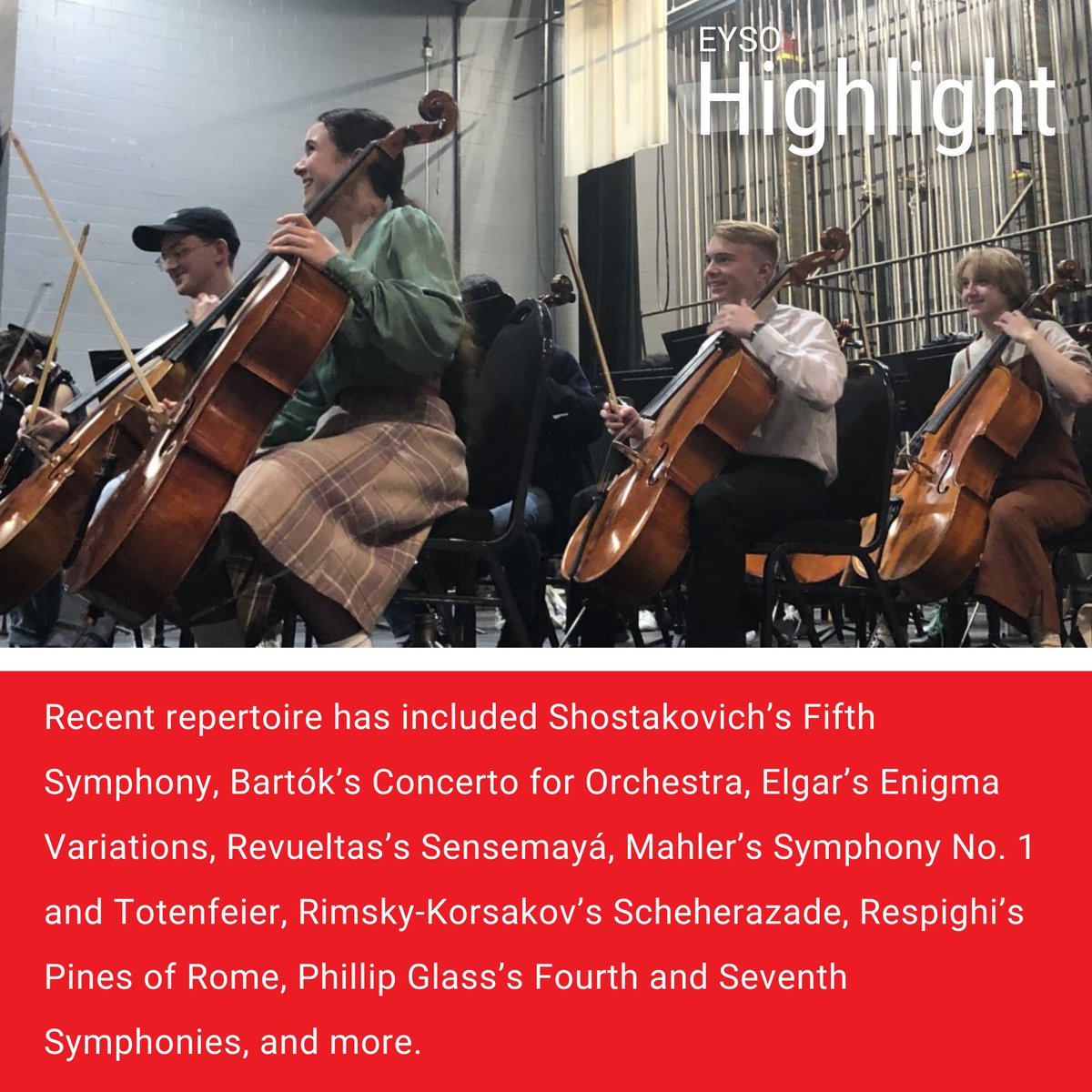 EYSO's tweet image. Take a moment to learn about Youth Symphony, our flagship ensemble🎵