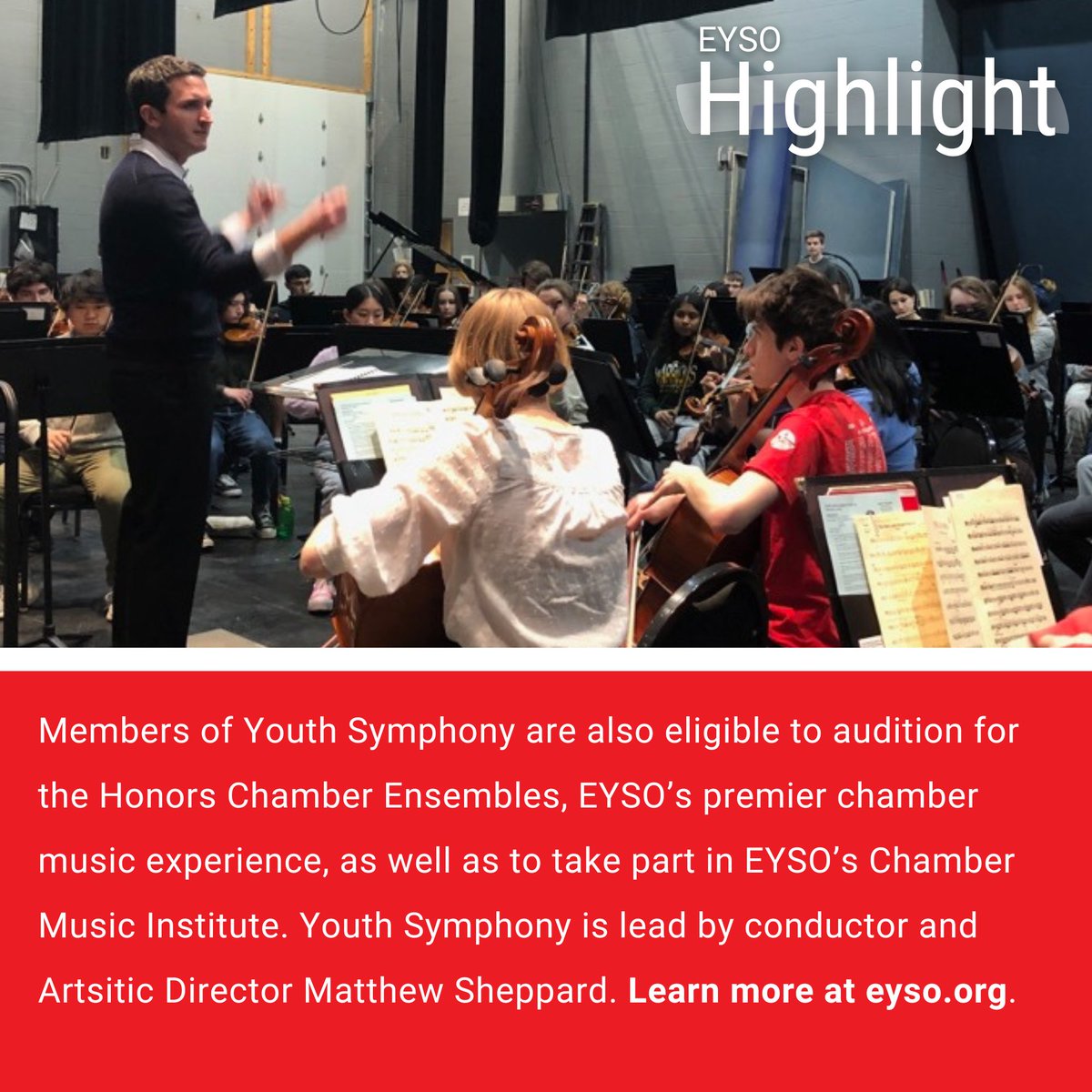 EYSO's tweet image. Take a moment to learn about Youth Symphony, our flagship ensemble🎵