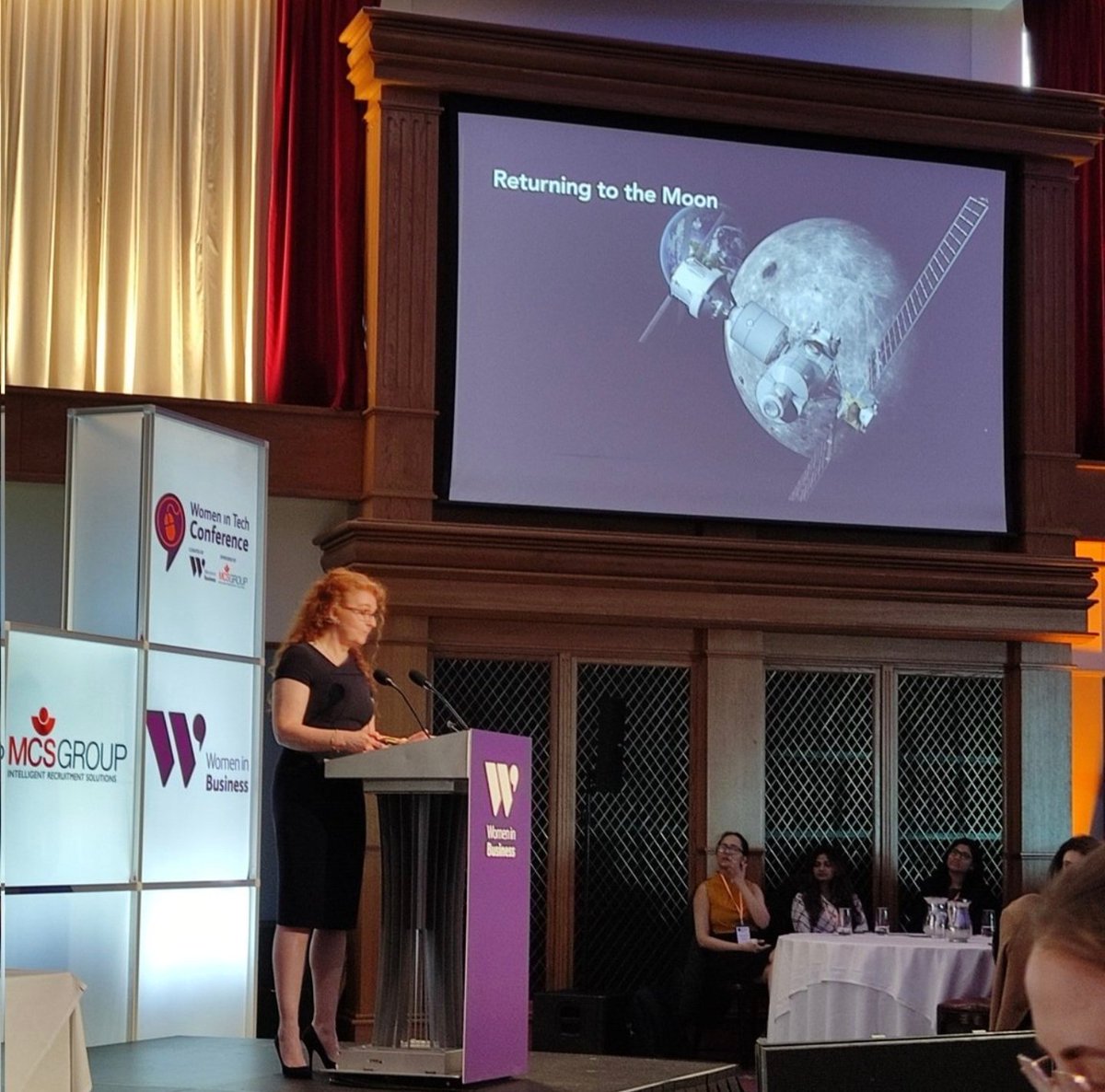 grant_eLearning's tweet photo. @TitanicBelfast#WomeninTechNI. Inspiring talk from space reporter Niamh Shaw. Promoting women astronauts!🚀 Reconnected with my fellow BVers and networking with like minded women in tech!❤️ https://t.co/cJkr4J9JNX