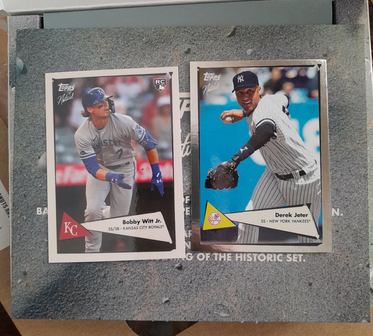 <a href="/CardPurchaser/">Card Purchaser</a> My <a href="/TheRealNaturel/">Naturel</a> 1952 x topps box and pulled a sweet trout encased along with a Witt Jr Rc (my 1st) and a super cool Jeter parallel/150 puzzle back. 🤩🥳🙏🔥🔥