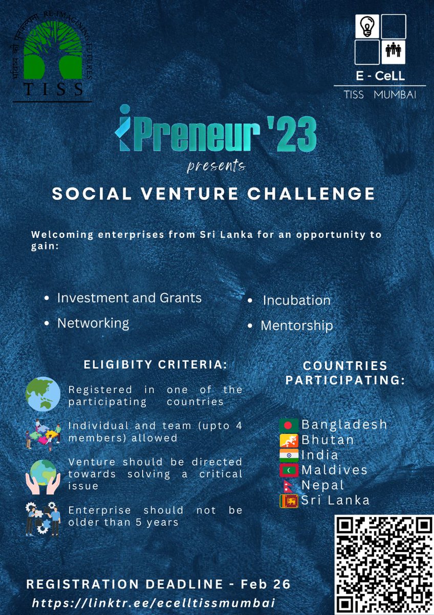 Upaya (@upayasv) on Twitter photo #Entrepreneurs in India & SE Asia: Apply by THIS SUNDAY for the 2023 iPreneur Social Venture Challenge, India's largest #socent challenge, led by <a href="/Tiss_Ecell/">E-Cell TISS, Mumbai</a> Mumbai: unstop.com/competitions/s… #Entrepreneurs in India & SE Asia: Apply by THIS SUNDAY for the 2023 iPreneur Social Venture Challenge, India's largest #socent challenge, led by <a href="/Tiss_Ecell/">E-Cell TISS, Mumbai</a> Mumbai: unstop.com/competitions/s…