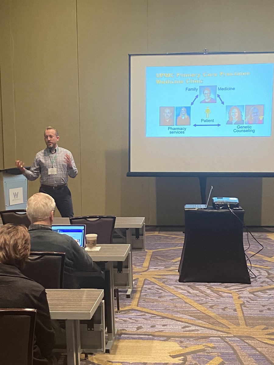 PAPharmacists's tweet photo. Lucas Berenbrok @LBerenbrok @pittpharmacy & @UPMC sharing the importance of Pharmacogenomics in Primary Care for #Pharmacists at the #PPAConference #PPAMY2023 https://t.co/tehndP8UT3