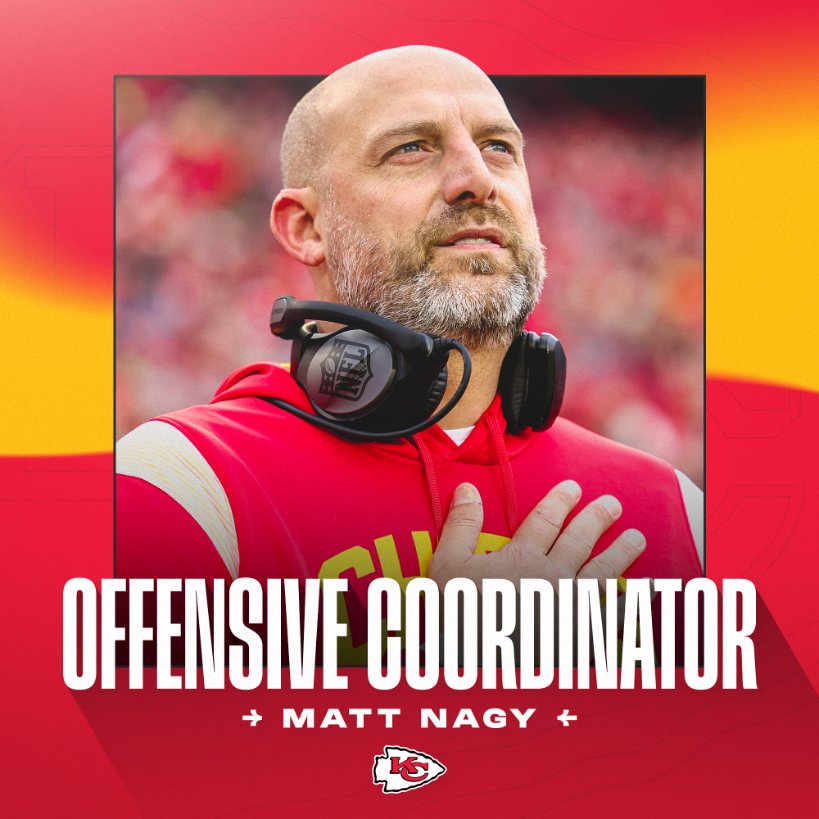 Chiefs's tweet image. We have promoted Matt Nagy to Offensive Coordinator.