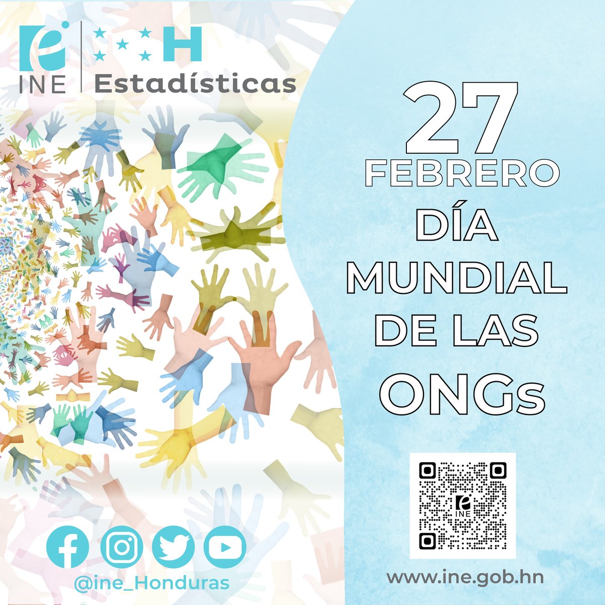INE_Honduras's tweet image. Hoy conmemoramos a las asociaciones/organizaciones que diariamente a través de proyectos y programas buscan mejorar la vida y proteger la naturaleza. #DiaMundialONG #ongd