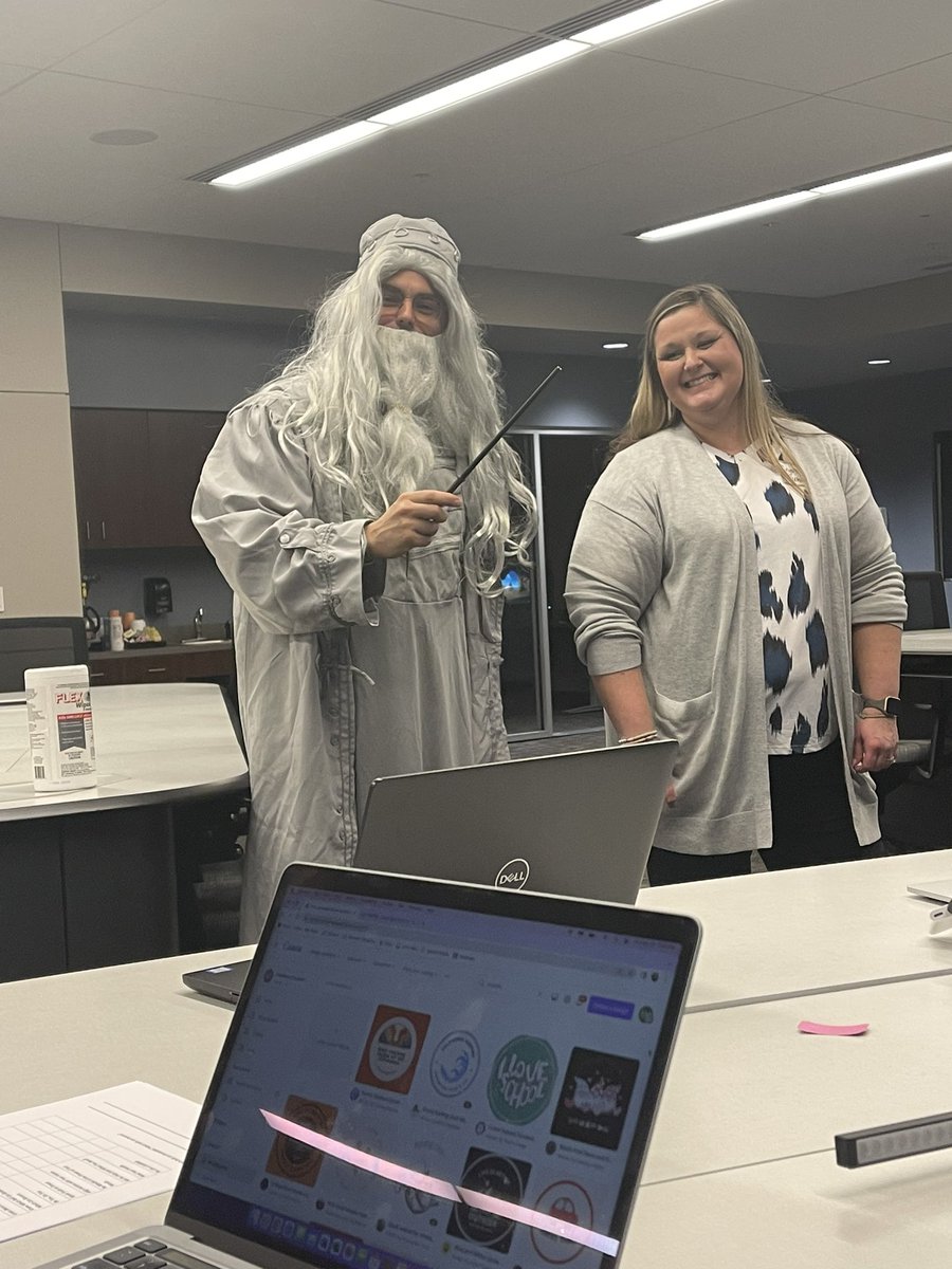 Who said learning can’t be fun? No one at #TNSPRA! Learning magical Canva tricks from Dumbledore and <a href="/MrsUTeachesTech/">Crystal Uhiren Ed. S.</a>