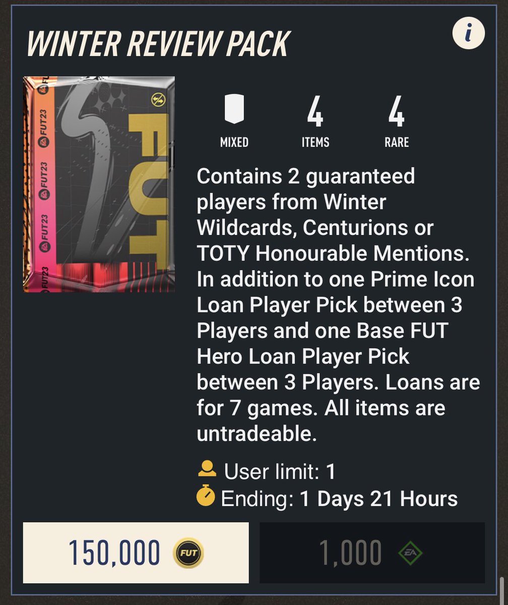 Anyone want FIFA points to open this pack? 👀

Like, Retweet &amp; Follow and I'll send a few of you points to open it! 🙂

#FIFA23