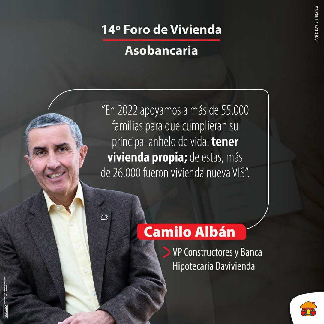 Davivienda's tweet photo. Camilo Albán, VP Constructores y Banca Hipotecaria de Davivienda, participó en el #ForodeVivienda organizado por @Asobancaria. 

Allí compartió algunos de los retos y los logros más relevantes del banco en materia de vivienda, progreso y equidad social. https://t.co/OEVCawPP2l