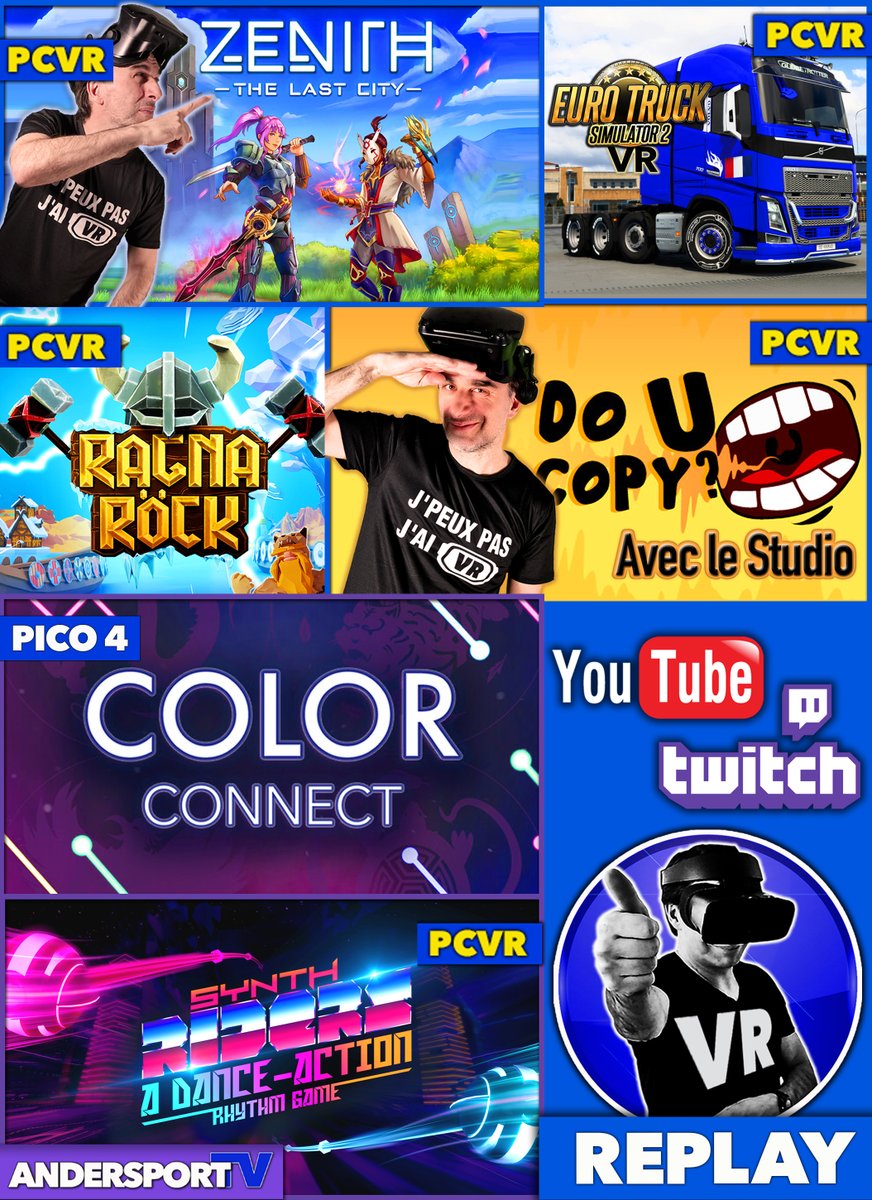virtualgo34's tweet photo. 📣 Oyez Oyez !
⏰ LE RECAP de la SEMAINE
🟢 Mes Réseaux : https://t.co/7Fa3N7J5zX
Bon week-end !
#twitch #twitchfr #youtube #vr #VirtualReality #realitevirtuelle #quest2 #pico4 #valveindex
#colorconnect #synthriders #DoUCopy #zenithvr #RagnarockVR #Ets2VR https://t.co/13YcWR3E7Z