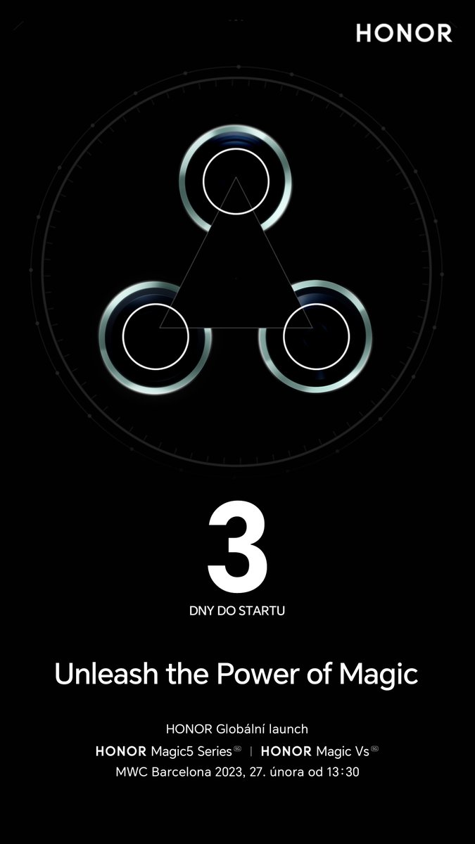 HonorCZSK's tweet photo. Připravte se... Všechno dobré se děje po 3. Už jen 3 dny do #MWC23 a celý svět uvidí novou vlajkovou loď✨HONOR Magic5Pro. 📸 #UnleashthePowerofMagic #HONORMagicVs #HONORMWC2023 #MWC23

Víc na ⏩
https://t.co/auE1k5X2QQ https://t.co/BVabWRdTP7