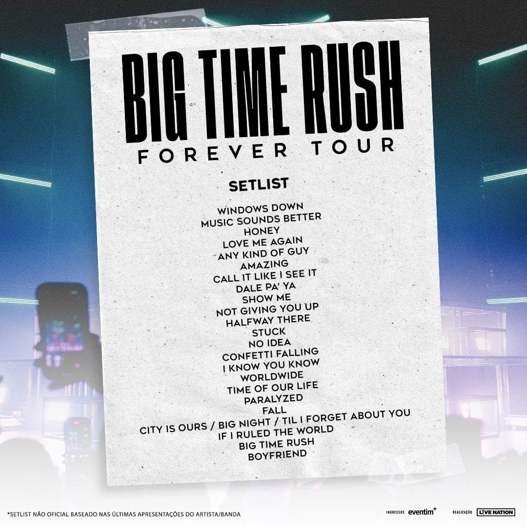 Big Time Rush Brasil 🔴 on Twitter "INFO A Eventim divulgou a setlist