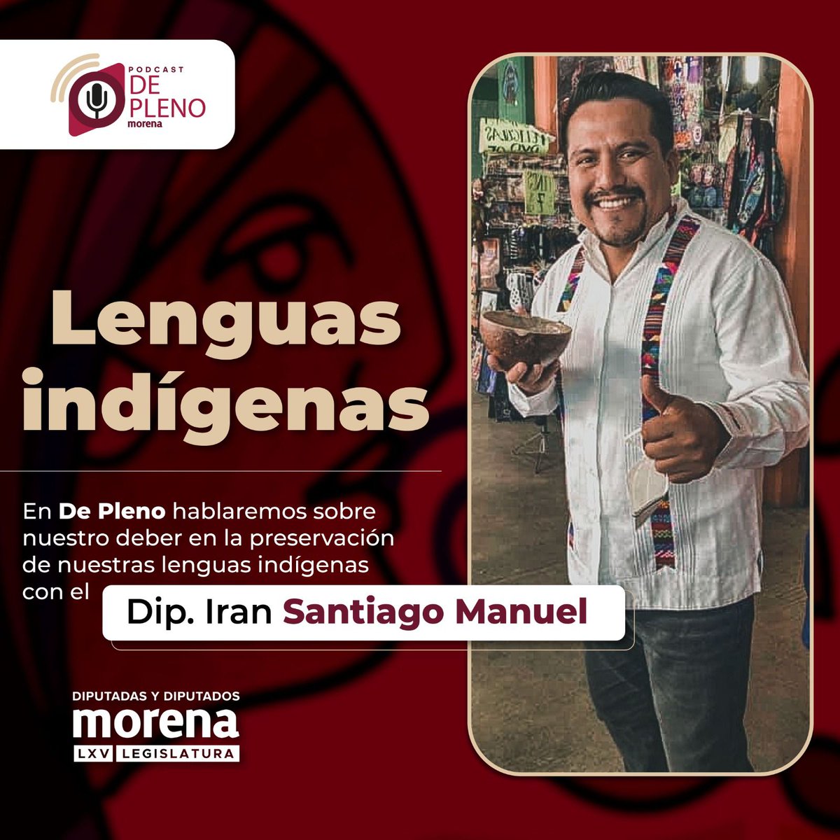 🎙️ Las lenguas indígenas están vivas y nos enorgullecen como patria. ¡En #DePleno las honramos y promovemos! 

🗓️ Este domingo 26 de febrero sigue el episodio del diputado <a href="/IranSantiagoM/">Iran Santiago Manuel</a> y descubre la importancia de preservar las lenguas.