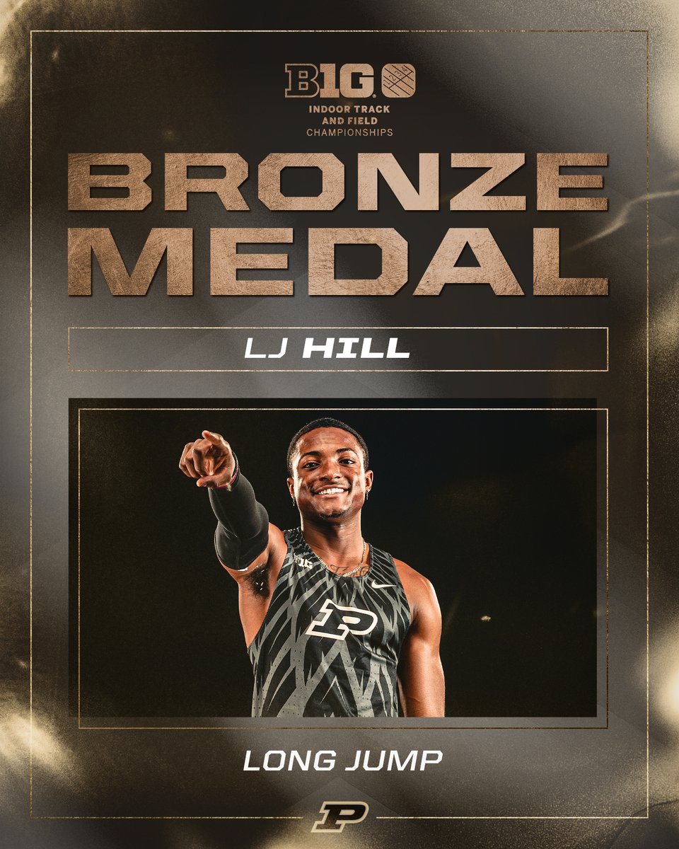 🥉 𝐁𝐫𝐨𝐧𝐳𝐞 𝐌𝐞𝐝𝐚𝐥 🥉

LJ Hill wins bronze in the long jump!! It's his first Big Ten medal thanks to a jump of 7.48m!

#BoilerUp 🚂 #B1GTF