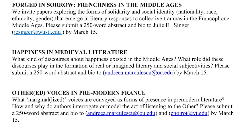 The MLA LLC Medieval French is seeking submissions for 2024 MLA Convention (Philadelphia 4-7 January). We have three amazing panels #MLA