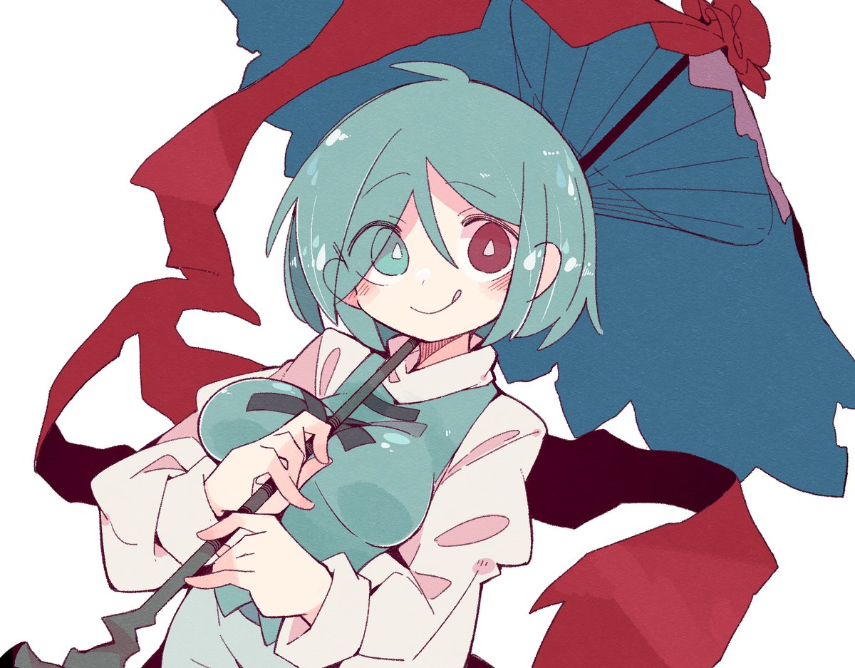 tatara kogasa 1girl solo umbrella tongue heterochromia red eyes short hair  illustration images