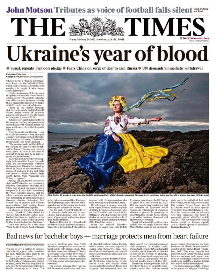 My portrait of Ukrainian refugee, Olha Boyko, featuring on the front page of <a href="/thetimes/">The Times and The Sunday Times</a> today 🇺🇦🌻