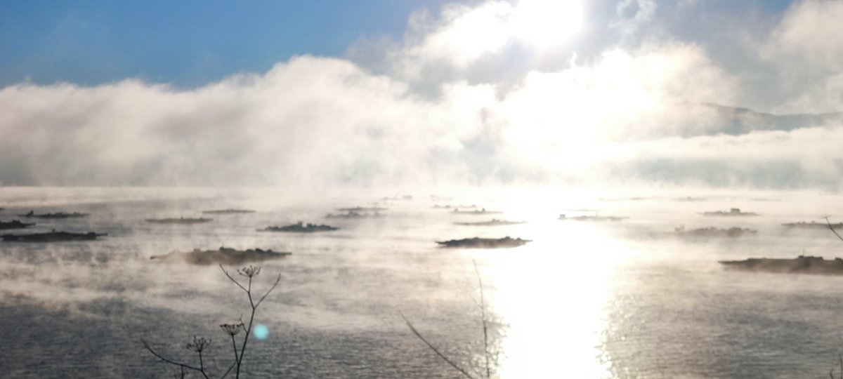 hgboiero's tweet image. Amanece y "arde" la ría en San Andrián de Cobres #Santradán #Rande