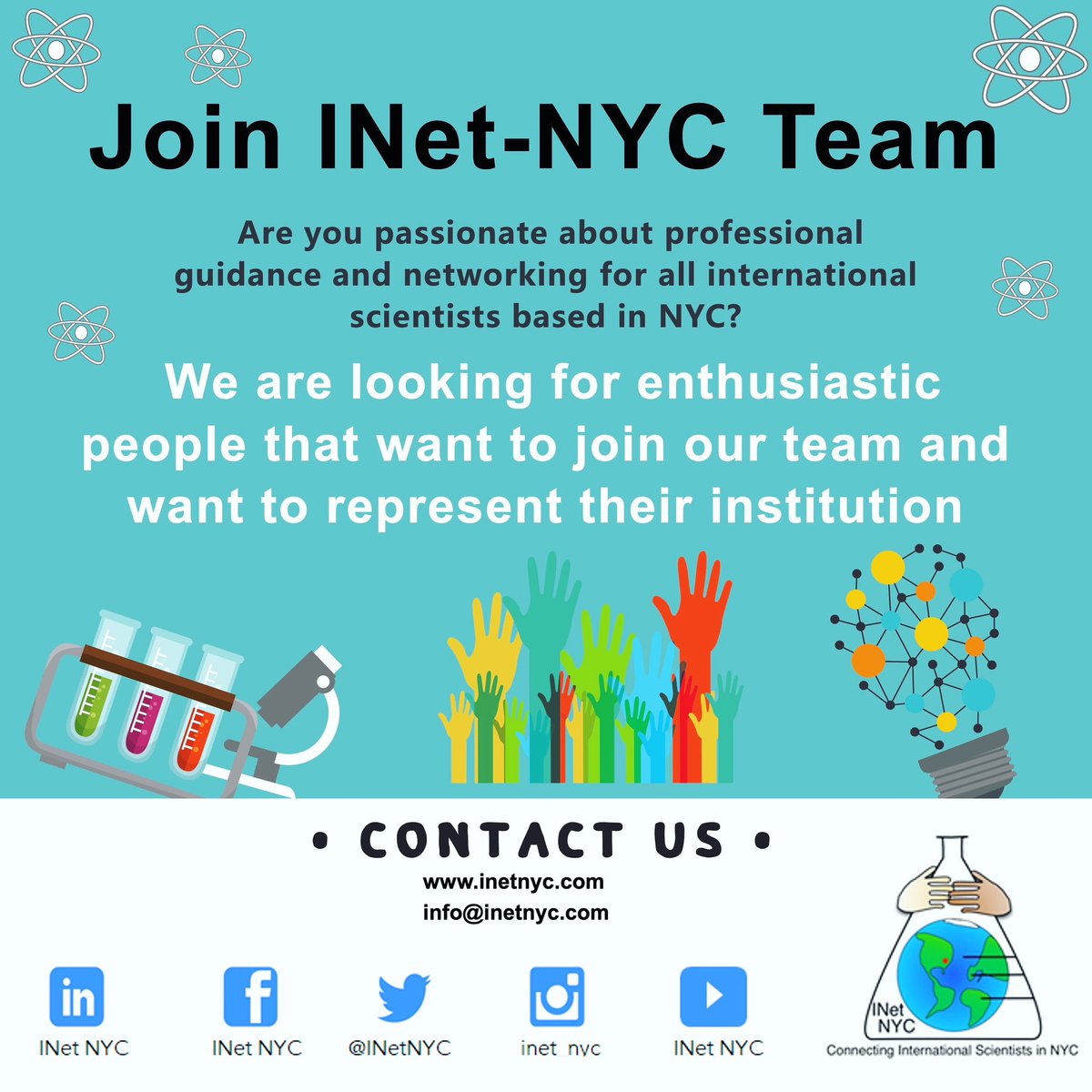 INetNYC's tweet image. 📣 We are looking for institutional representatives, in particular postdocs and students from @PostdocAffairs, @RockefellerUniv, @CSHL @stonybrooku @FordhamNYC @CUNYPostdocs @SyracuseU @StJohnsU and @suny

Contact us by email if you wish to discuss!