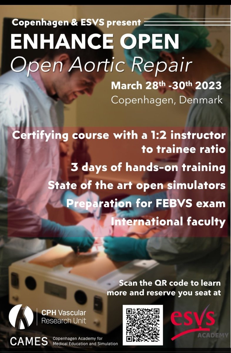 CPH Vascular Research Unit (@vascularcph) on Twitter photo We still have 2 places available on the ENHANCE OPEN course in Copenhagen from 28 to 30 March. Intensive handson training in open AAA. Suitable prior to FEBVS. Read more here: esvs.org/event/esvs-and…
<a href="/ESVSmembership/">ESVS</a> #ESVS <a href="/CamesResearch/">CAMES_Research</a> <a href="/Rigshospitalet/">Rigshospitalet</a> We still have 2 places available on the ENHANCE OPEN course in Copenhagen from 28 to 30 March. Intensive handson training in open AAA. Suitable prior to FEBVS. Read more here: esvs.org/event/esvs-and…
<a href="/ESVSmembership/">ESVS</a> #ESVS <a href="/CamesResearch/">CAMES_Research</a> <a href="/Rigshospitalet/">Rigshospitalet</a>