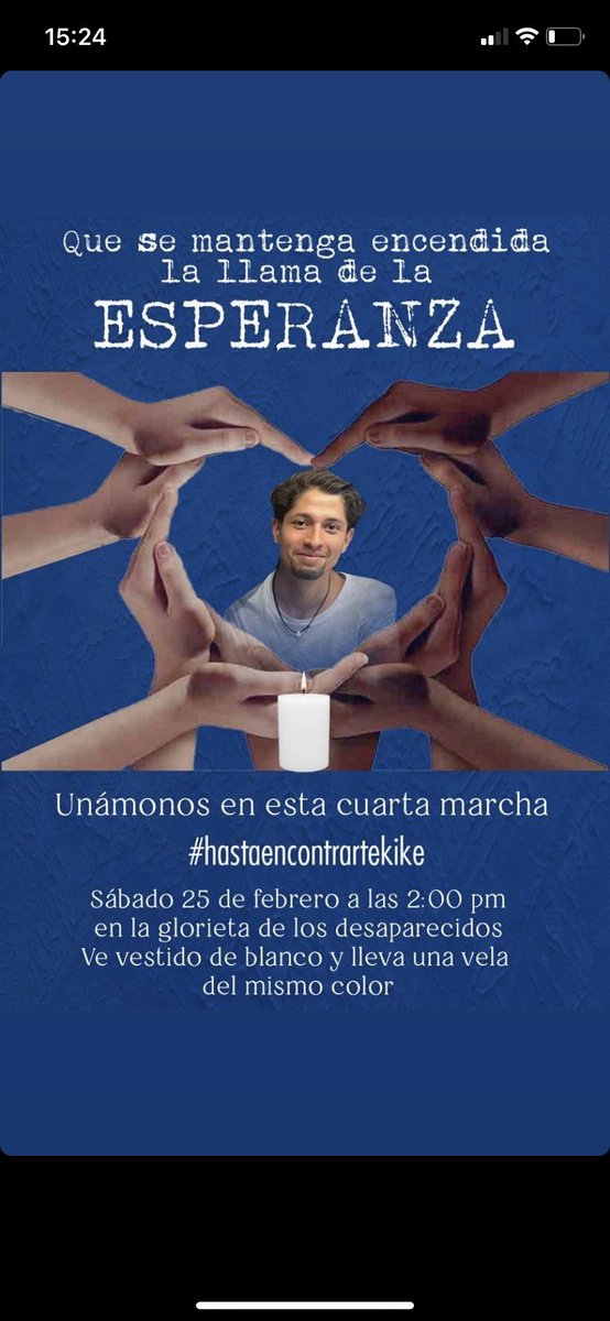 jimenamaldonad5's tweet photo. ⚠️ Ayúdenos a difundir ⚠️ regálenme un RT
Este Sábado 2pm 📍Glorieta de los desaparecidos 
Hagamos ruido por todos, por kike🤍 
#hastaencontrartekike https://t.co/hqvLEIsHby