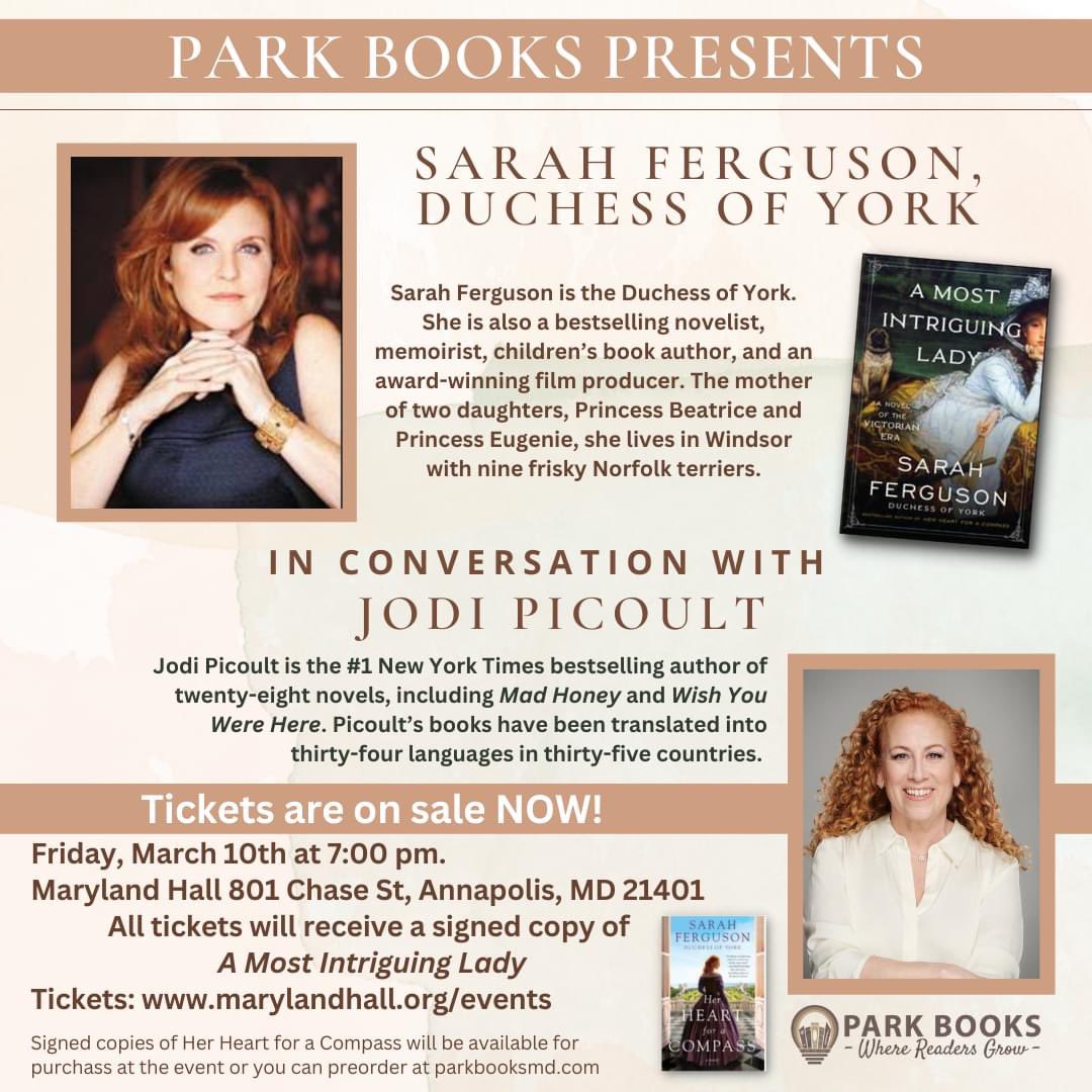ErikaRobuck's tweet photo. Annapolis, MD: Event Alert! 🚨 @LiteracyPark @SarahTheDuchess @jodipicoult https://t.co/BYwKieSv37