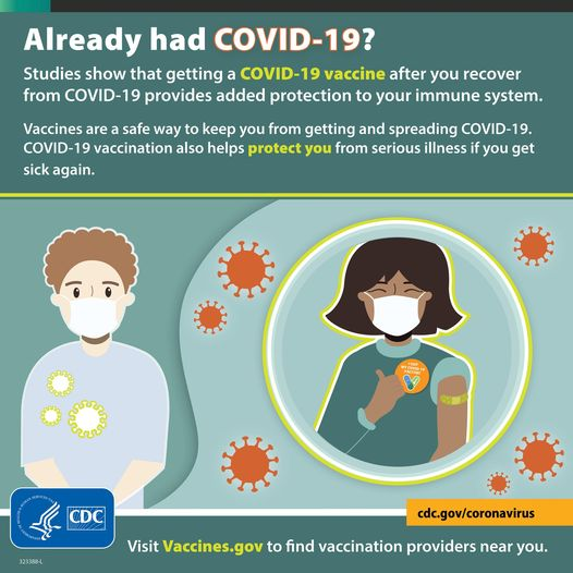 CaanhInc's tweet image. COVID-19 vaccines can offer added protection to people who have had COVID-19, including protection against being hospitalized from a new infection.  #fightCOVID  #addedprotection