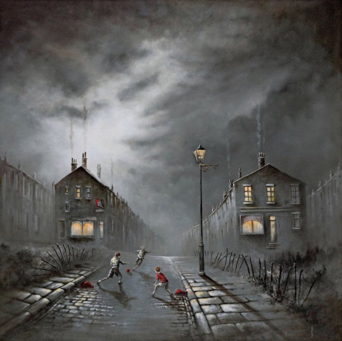 GrimArtGroup's tweet photo. Dandelion &amp; Burdock, chips and a kickabout just don’t seem to mix so well these days 😔 #FishAndChipArt 

Just Chips by Bob Barker (b.1954) https://t.co/oQiAAQkvst