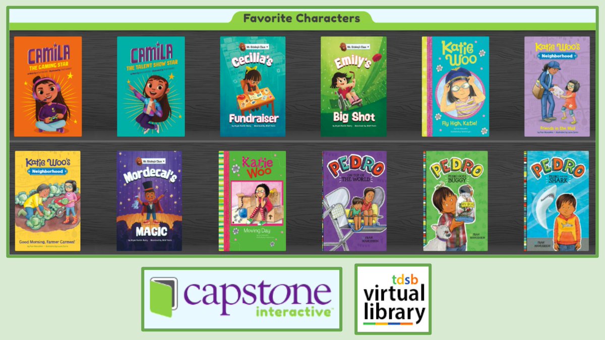 tdsbVL's tweet photo. On Capstone, filter by Fiction > Favorite Characters to read eBook series featuring Sadiq, Katie Woo, Mr. Grizley’s Class and more! Login through the TDSB Virtual Library > Read Watch Learn https://t.co/ZgrOcQob7Y https://t.co/RKsWBBOAwT