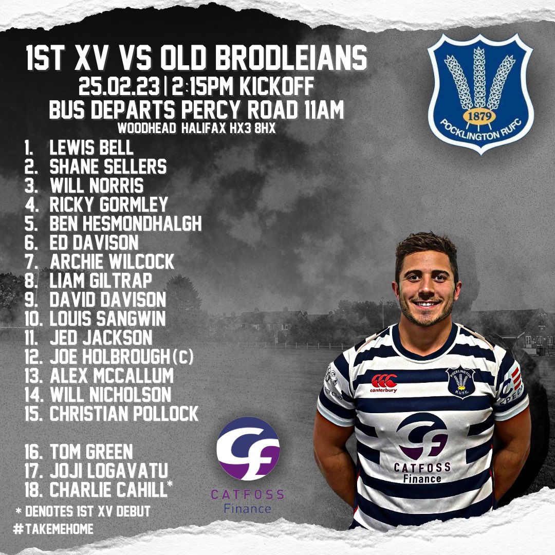 PocklingtonRUFC's tweet photo. 🚨Squad Announcements🚨
The two sides for this weekend’s rugby.
1st XV
🆚Old Brodleians RUFC
📍Woodhead, HX3 8HX
3rd XV
🆚Goole RUFC
📍Westfield Lane, DN14 5PW
Bar open at the club for the Six Nations from 1:30pm.
#prufc #takemehome https://t.co/FKXPkSknPA