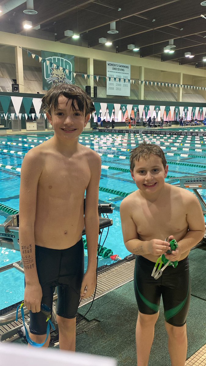 DublinSwimTeam's tweet photo. Our two troopers for the day are Aiden and Sebastian! They swam the 200 IM for the first time - right next to each other! https://t.co/WQnoGSLTZp
