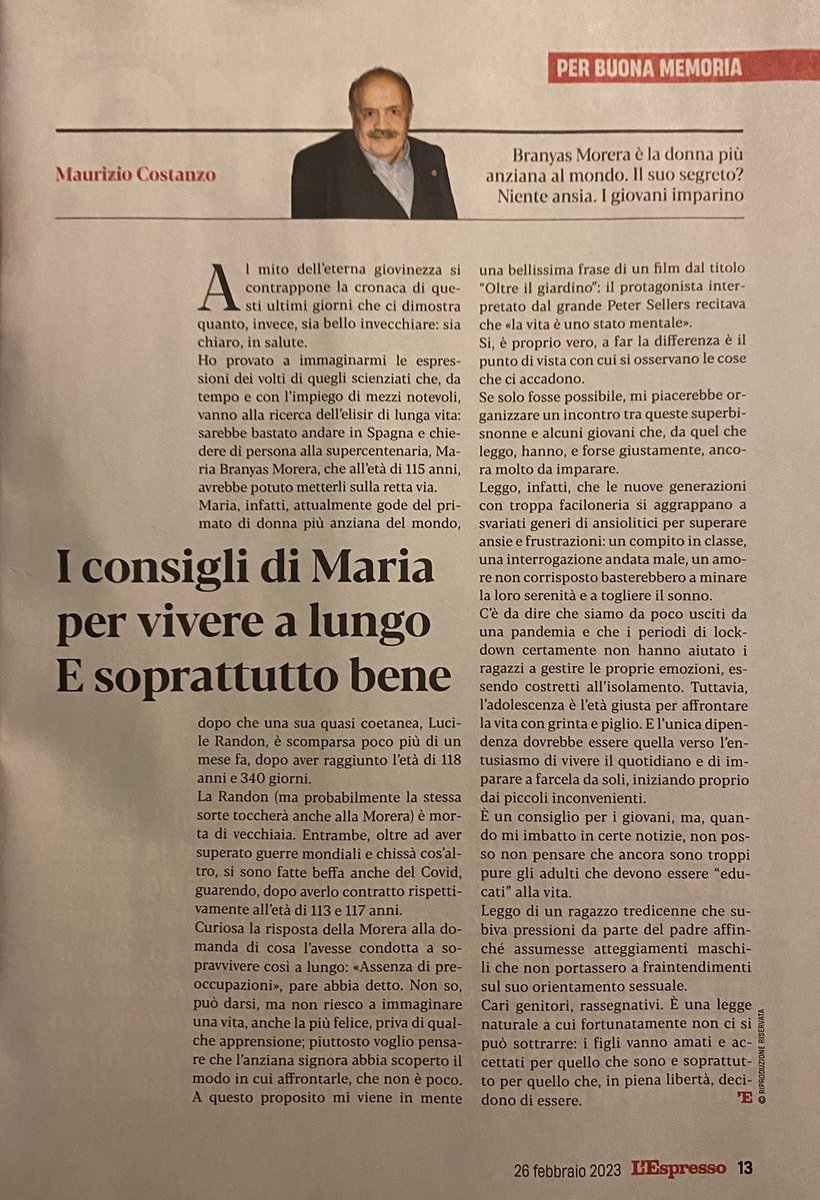 g_giul's tweet photo. #MaurizioCostanzo L’Espresso in uscita domani… lacrime https://t.co/jFVvYqJCer